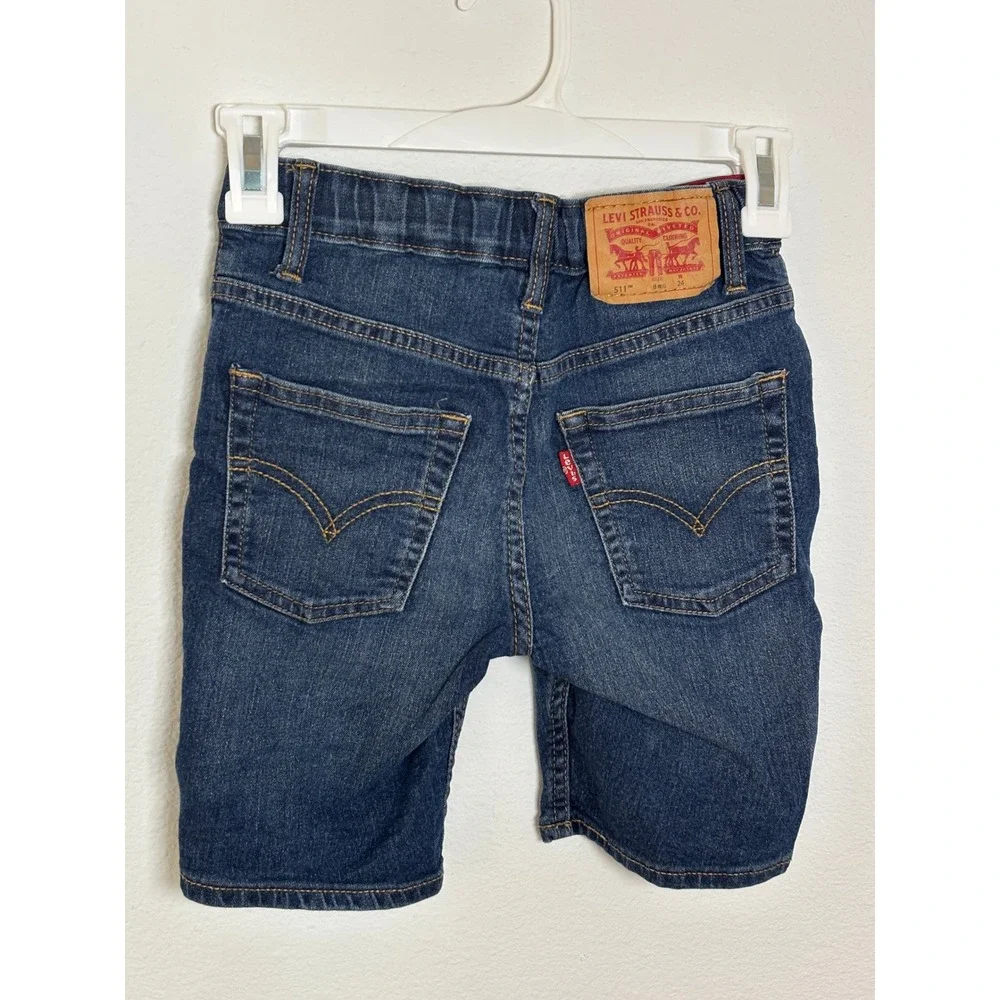 Levis 511 Slim Fit Boys Denim Shorts Dark Wash Size 8 Regular W24